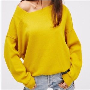 Free People asymmetrical mustard color sweater Size XS